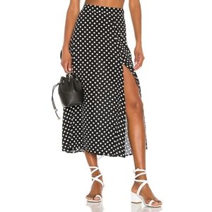 FLYNN SKYE NWT Womens Wyatt Polka Dot Midi Skirt In Black & White Size S